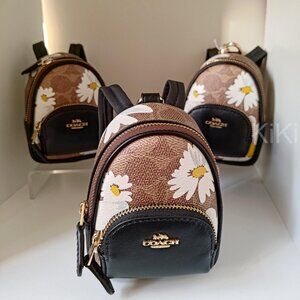 Coach Mini Court Backpack Bag Charm In Signature Canvas With Floral Print CZ602